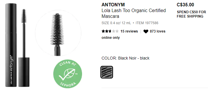 Antonym - Lola Lash Too Organic Mascara